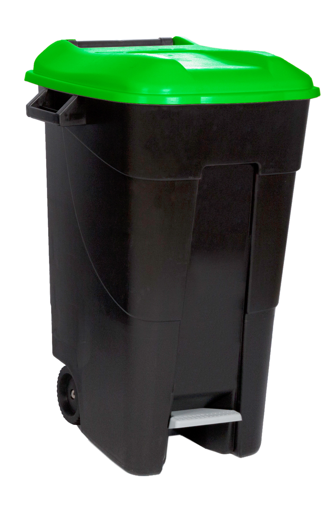 Conteneurs en plastique à déchets à 2 roues - 120L avec couvercle en vert
